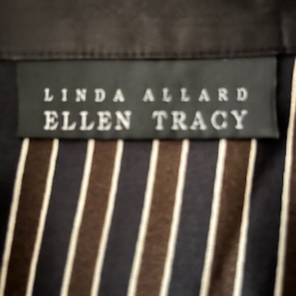 Linda Allard Ellen Tracy 100% Silk Black / Brown Striped  Blouse - Picture 3 of 5